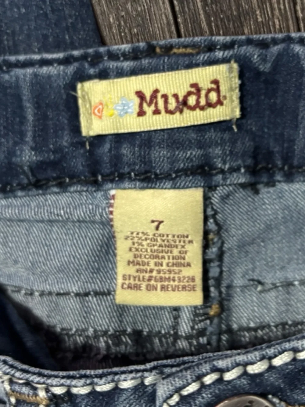 Mudd Dark Blue Slim Jeans Girls Size 7 With Pocket Embellishments